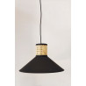 Suspension abat-jour noir/ cannage 