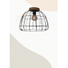 Plafonnier fil noir et bois D36