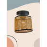 Plafonnier rotin naturel et noir 