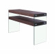 Console en verre avec plateau bois double 
