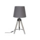 Lampe trépieds bois abat-jour gris