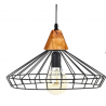 Suspension filaire métal noir et bois D37