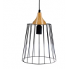 Suspension filaire métal noir et bois