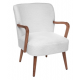 Fauteuil blanc bouclette et bois 