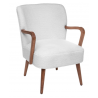 Fauteuil blanc bouclette et bois