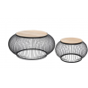 Lot de 2 tables bois et métal noir grille 