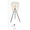 Lampe trépieds métal noir avec tête filaire doré