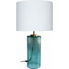 Lampe tube verre bleu abat-jour blanc 