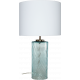 Lampe tube verre vert d'eau abat-jour blanc 