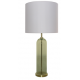Lampe tube verre olive/doré abat-jour blanc 