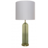 Lampe tube verre olive/doré abat-jour blanc 