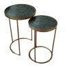Set 2 tables métal doré et marbre vert 