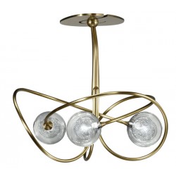 Lustre Niobe 3 lumières laiton bruni ambré LUNIOB3BRS100C