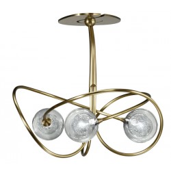 Lustre Niobe 3 lumières laiton bruni ambré LUNIOB3BRS100C