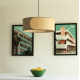 Suspension Oblon fibre nature /velours gris D50