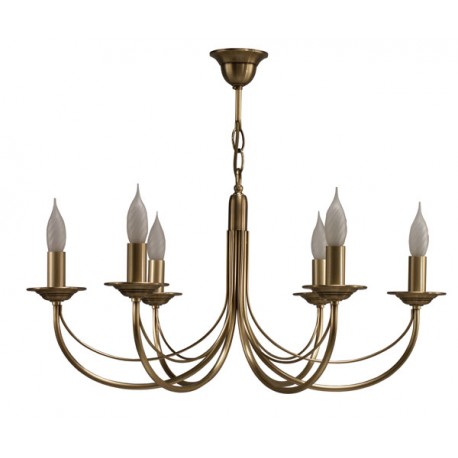 Chatelet lustre 6 lumières laiton massif bruni LUCHAT6BR