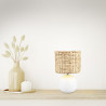 Lampe boule blanche abat-jour jonc de mer PM