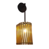 Applique bois naturel lamelles tige noire